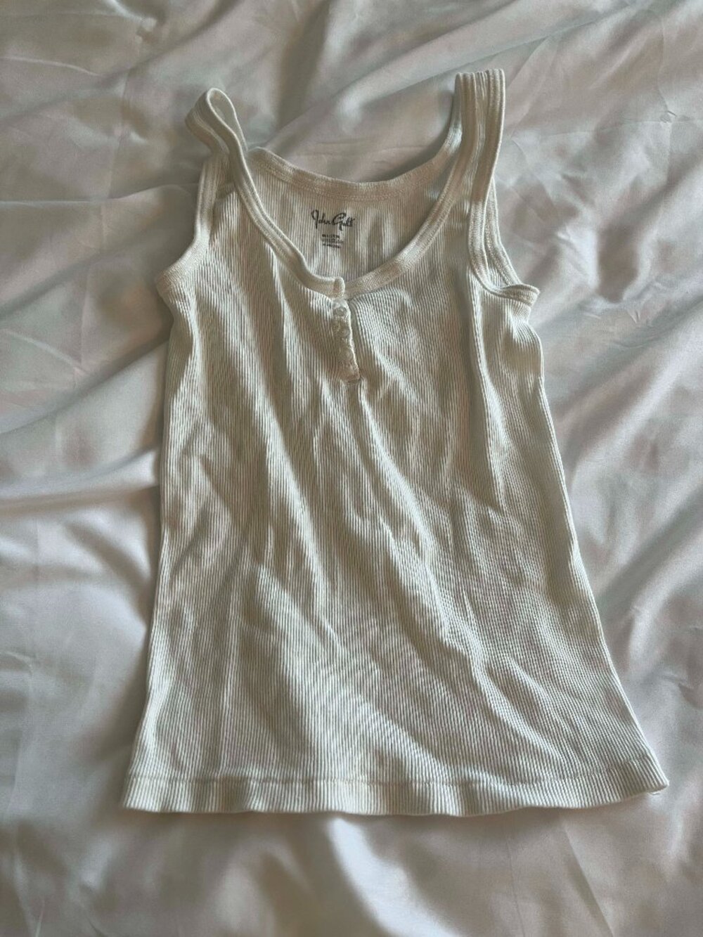 John Galt white beyonca button tank top